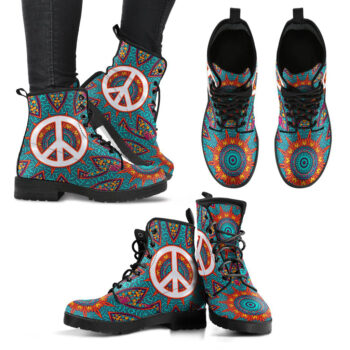 Handcrafted Peace Fractal Mandala Boots