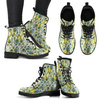 Handcrafted Boho Watercolor Peacock Feather Boots