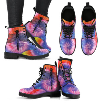 Tiedye Dragonfly Womens Leather Boots 1