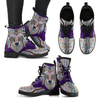 Handcrafted Colorful Zendoodle Wolf Head Boots
