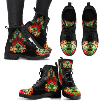 Handcrafted Hand Of Hamsa Green Boots