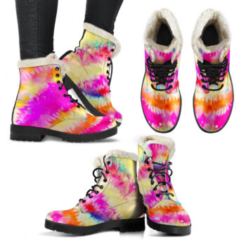 Tye Dye Swirl Faux Fur Leather Boots