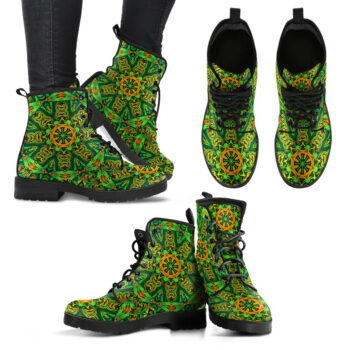 Handcrafted Green Star Mandala Boots