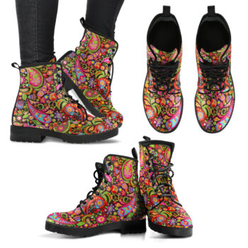 Handcrafted Colorful Peace Hippie Boots