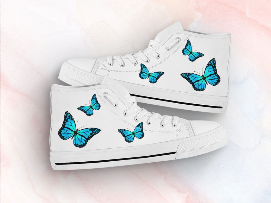 Realistic Butterfly Shoes | Custom High Top Sneakers For Kids & Adults