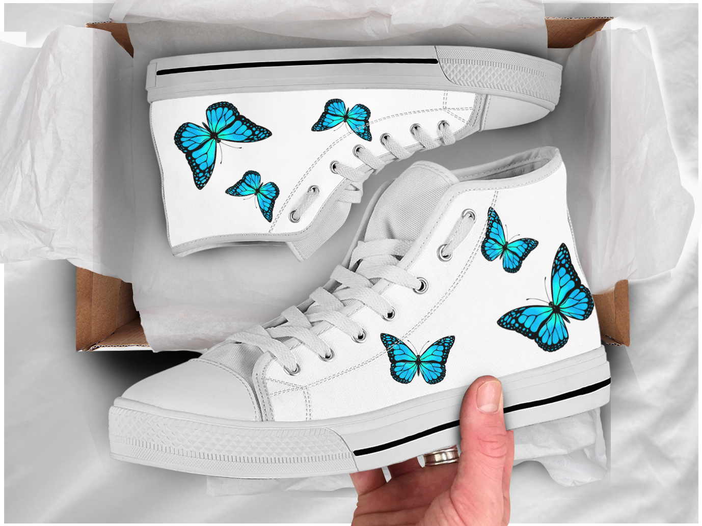 Realistic Butterfly Shoes | Custom High Top Sneakers For Kids & Adults