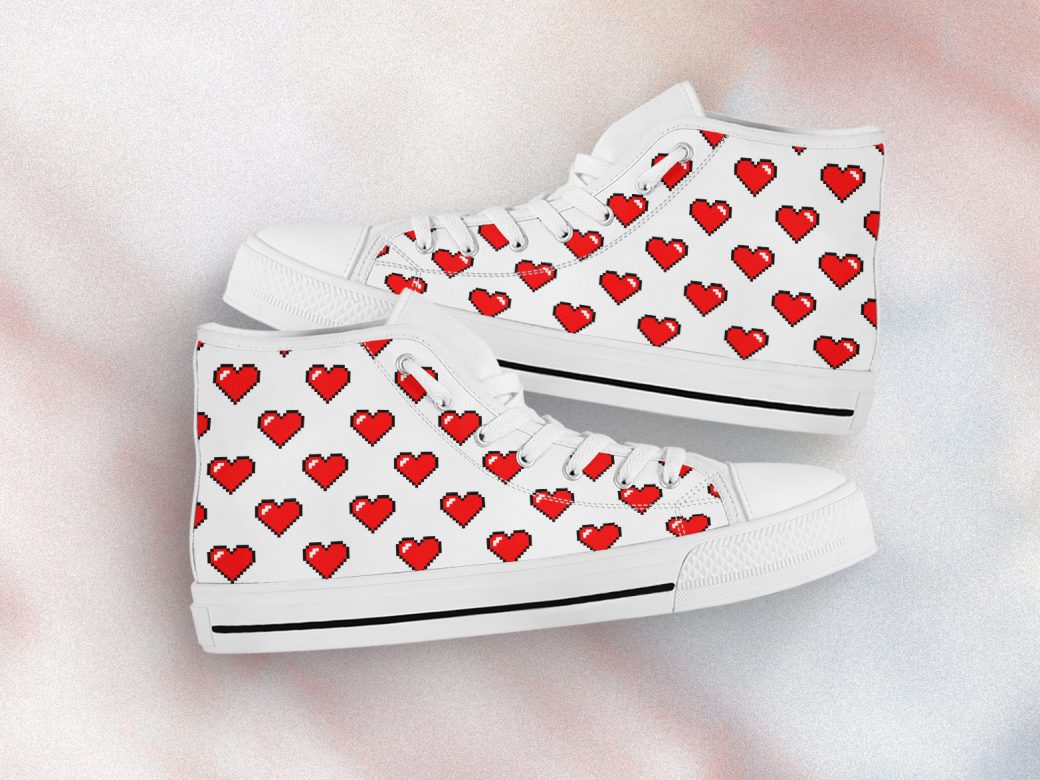 Red Heart Shoes | Custom High Top Sneakers For Kids & Adults
