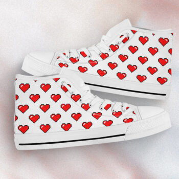 Red Heart Shoes | Custom High Top Sneakers For Kids & Adults