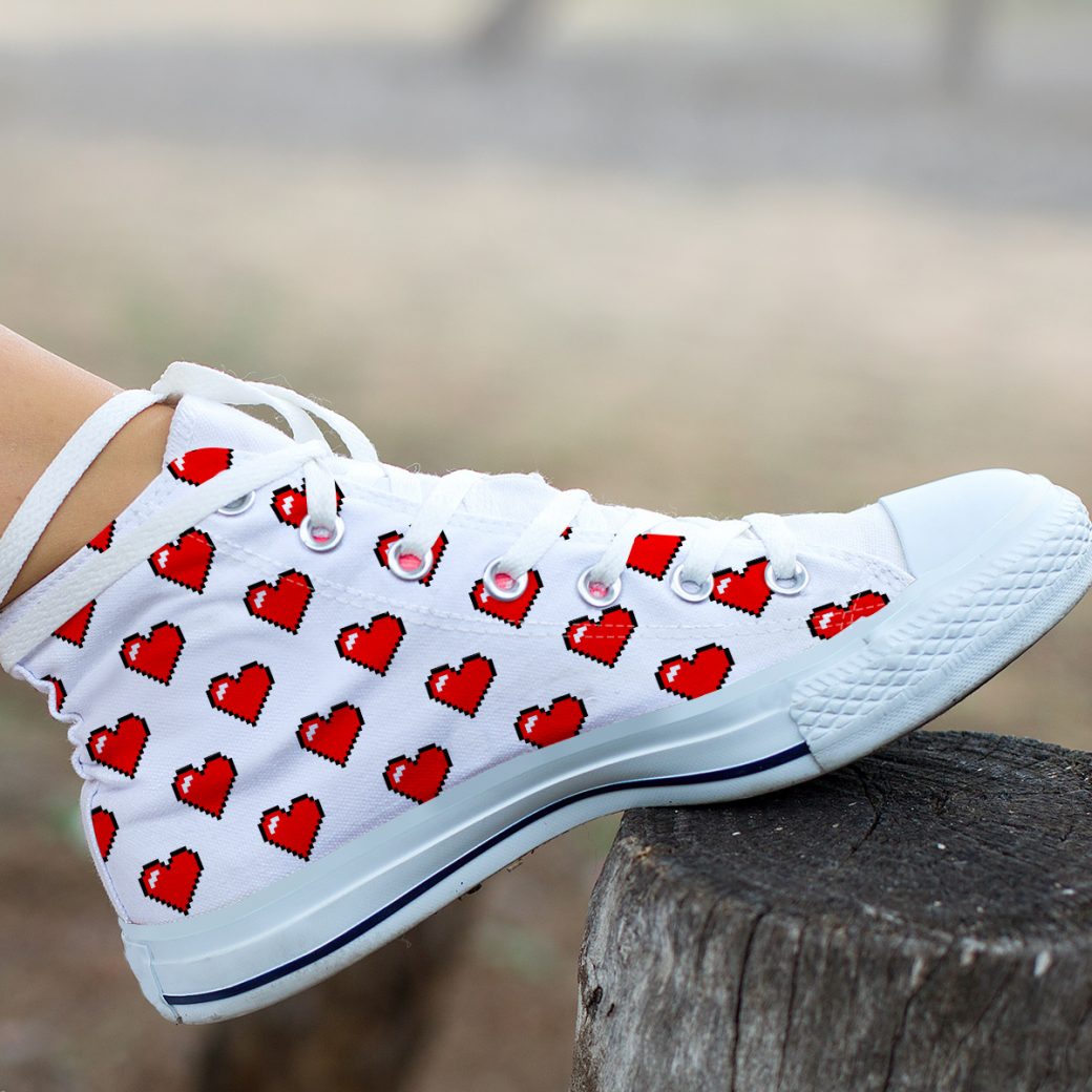 Red Heart Shoes | Custom High Top Sneakers For Kids & Adults