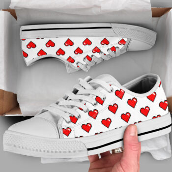 8 Bit Heart Shoes | Custom Low Tops Sneakers For Kids & Adults