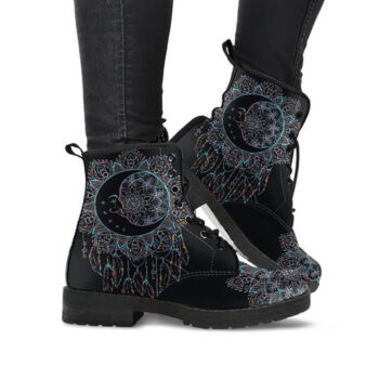 Black Moon Boots | Vegan Leather Lace Up Printed Boots For Women