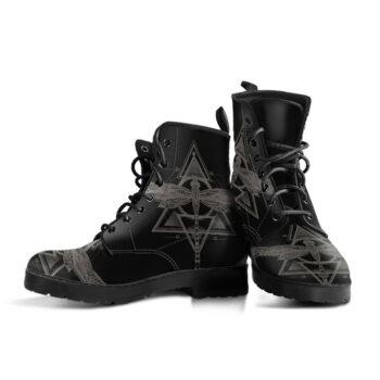 Black Spiritual Dragonfly Boots | Vegan Leather Lace Up Printed Boots For Women