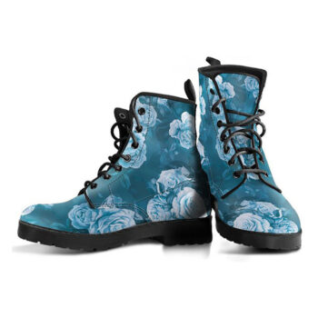 Blue Grey Printed Boots | Vegan Leather Lace Up Printed Boots For Women