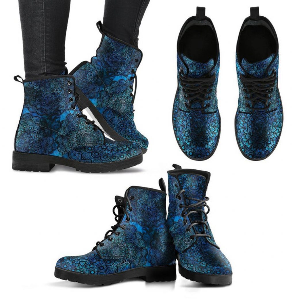 Cute Leather Boots | Vegan Leather Lace Up Printed Boots For Women