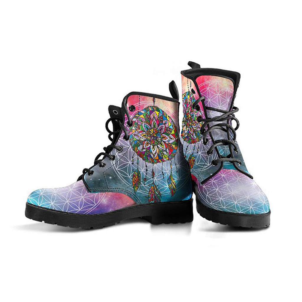 Dream Catcher Womens Boots | Vegan Leather Lace Up Printed Boots For Women