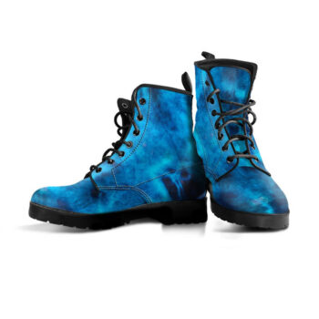 Abstract Blue Boots | Vegan Leather Lace Up Printed Boots For Women