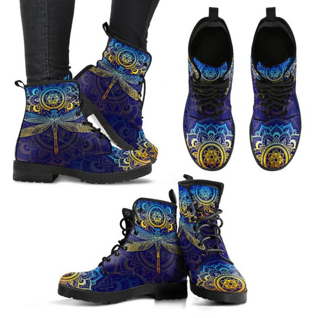 Dragonfly Womens Boots | Vegan Leather Lace Up Printed Boots For Women