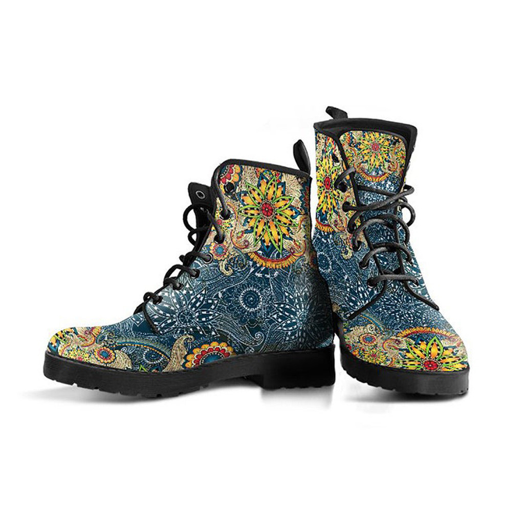 Flower Lover Boots | Vegan Leather Lace Up Printed Boots For Women
