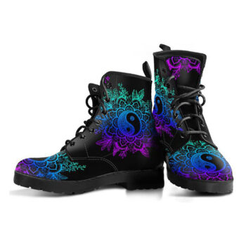 Ying Yang Printed Boots | Vegan Leather Lace Up Printed Boots For Women