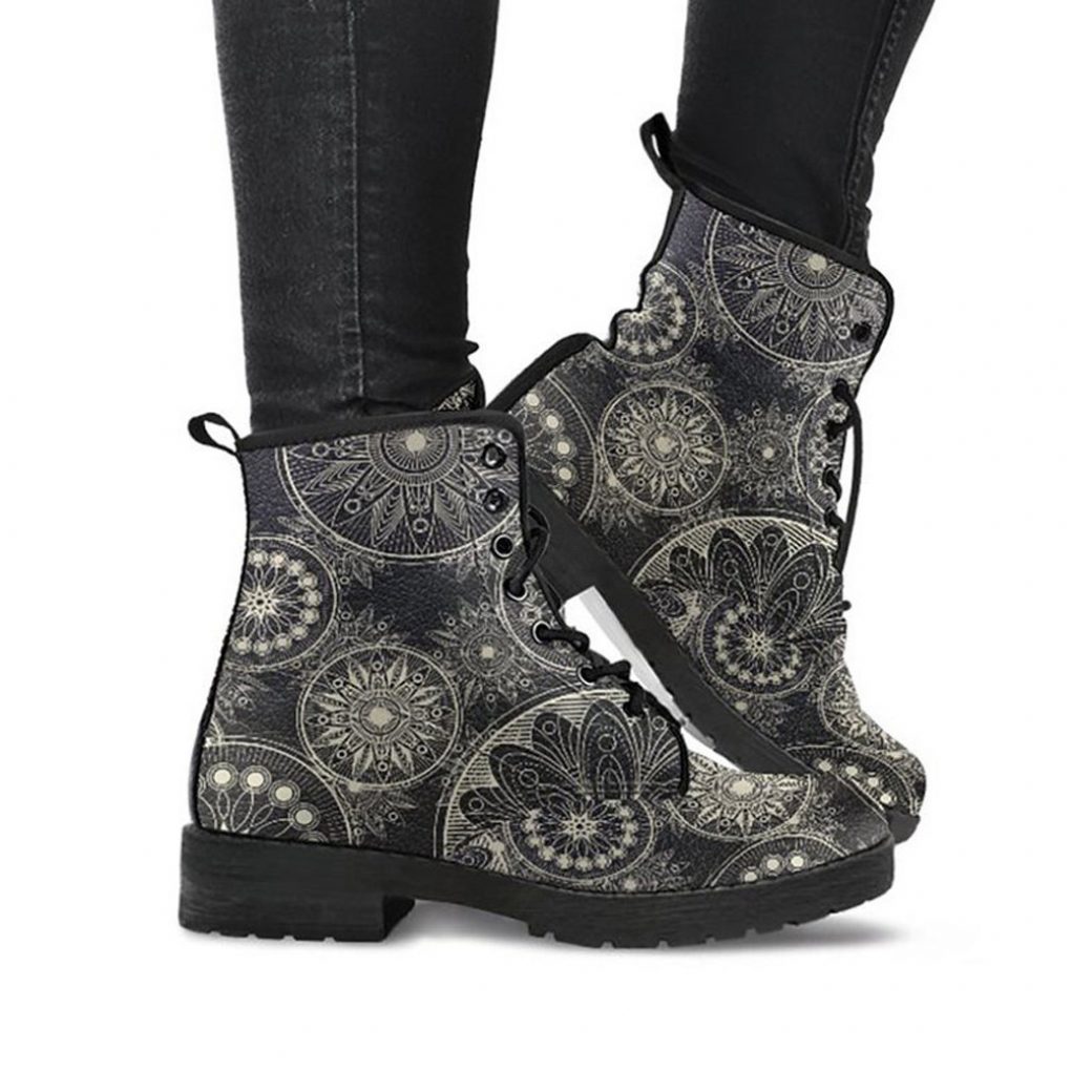 Boho Chic Style Boots | Vegan Leather Lace Up Printed Boots For Women