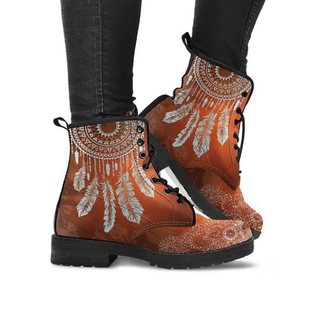 Boho Chic Boots | Vegan Leather Lace Up Printed Boots For Women