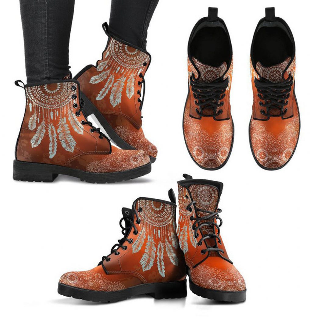 Boho Chic Boots | Vegan Leather Lace Up Printed Boots For Women