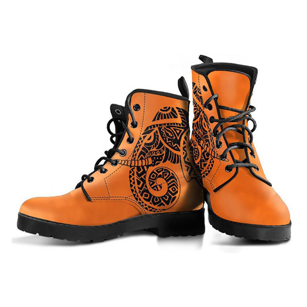 Elephant Boots | Vegan Leather Lace Up Printed Boots For Women