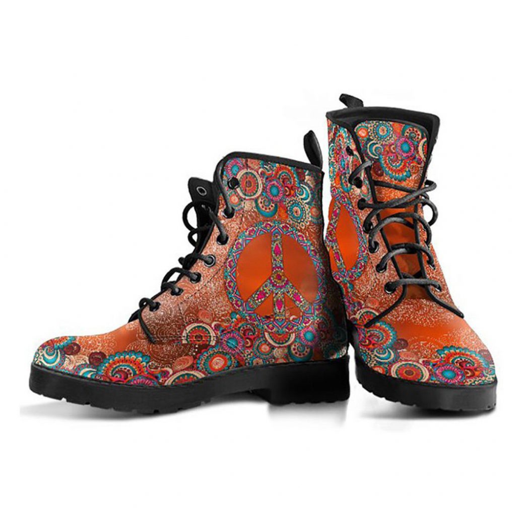 Music Festival Boots Spiritual Sun & Moon Women's Combat Boots Classic Boots Two Sources Of Light Hippie Style Vegan Leather