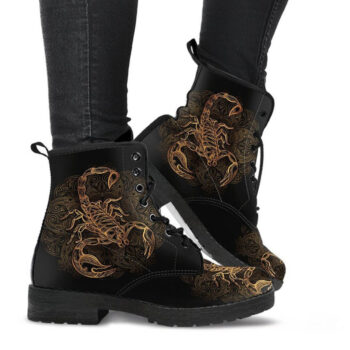 Brown Scorpion Boots | Vegan Leather Lace Up Printed Boots For Women