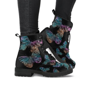 Butterfly Printed Boots | Vegan Leather Lace Up Printed Boots For Women
