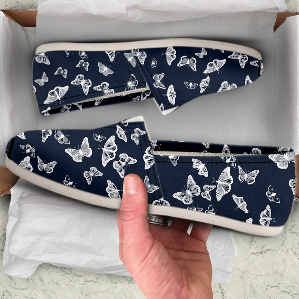 Navy Butterfly Shoes | Custom Canvas Sneakers For Kids & Adults