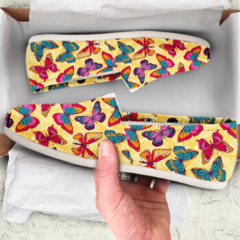 Yellow Butterfly Shoes | Custom Canvas Sneakers For Kids & Adults