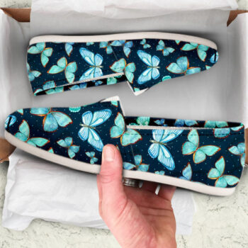 Navy Butterfly Shoes | Custom Canvas Sneakers For Kids & Adults