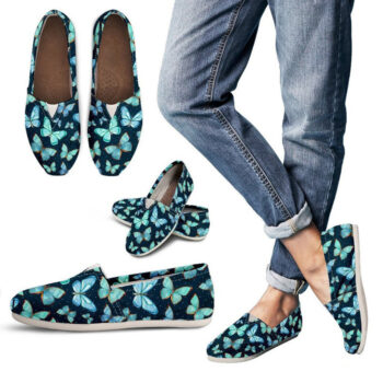 Navy Butterfly Shoes | Custom Canvas Sneakers For Kids & Adults