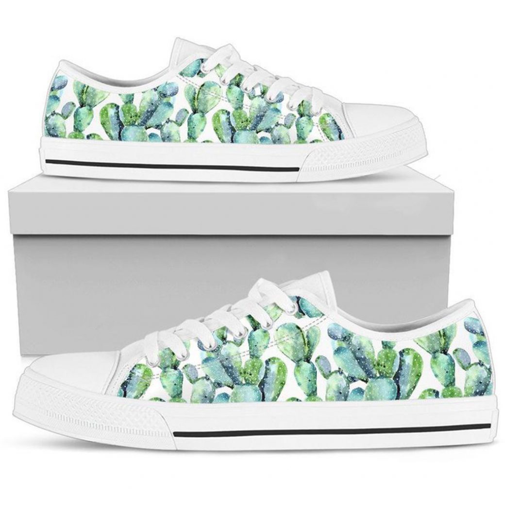 Green Cactus Shoes | Custom Low Tops Sneakers For Kids & Adults