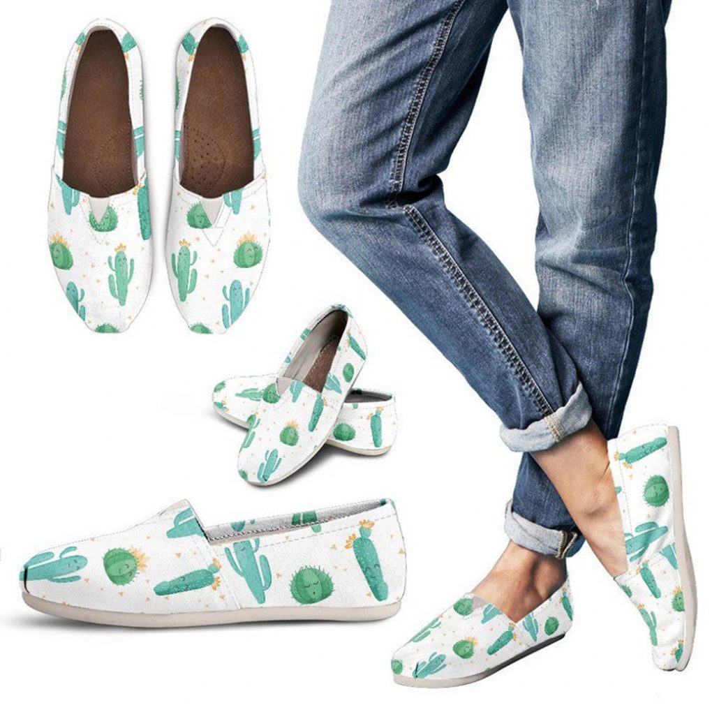 White Cactus Shoes | Custom Canvas Sneakers For Kids & Adults