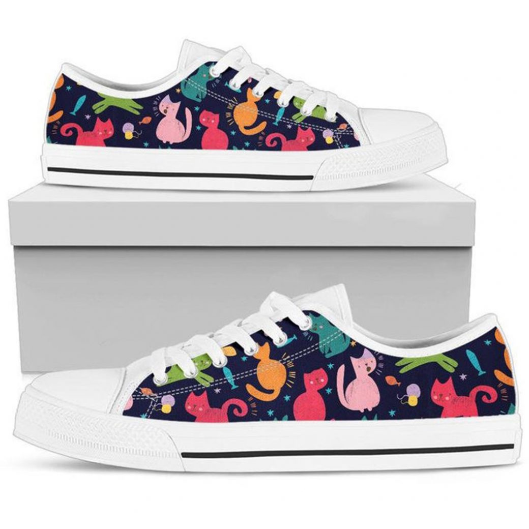 Cat Pattern Shoes | Custom Low Tops Sneakers For Kids & Adults