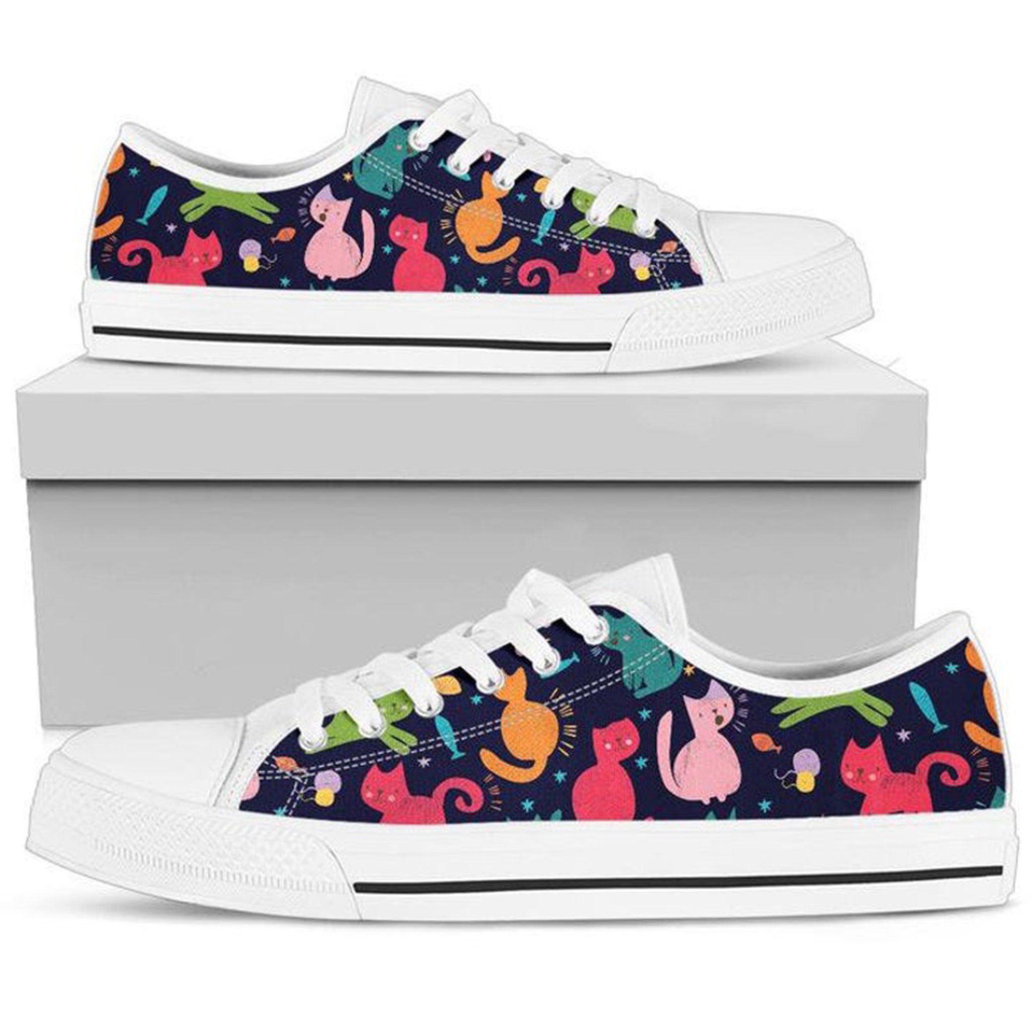 Cat Pattern Shoes Custom Canvas Sneakers For Kids & Adults