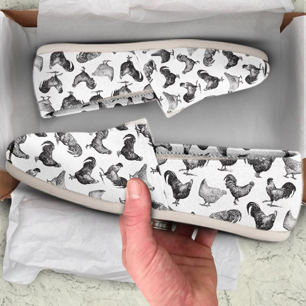 Black & White Chicken Shoes | Custom Canvas Sneakers For Kids & Adults
