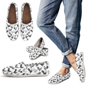 Black & White Chicken Shoes | Custom Canvas Sneakers For Kids & Adults