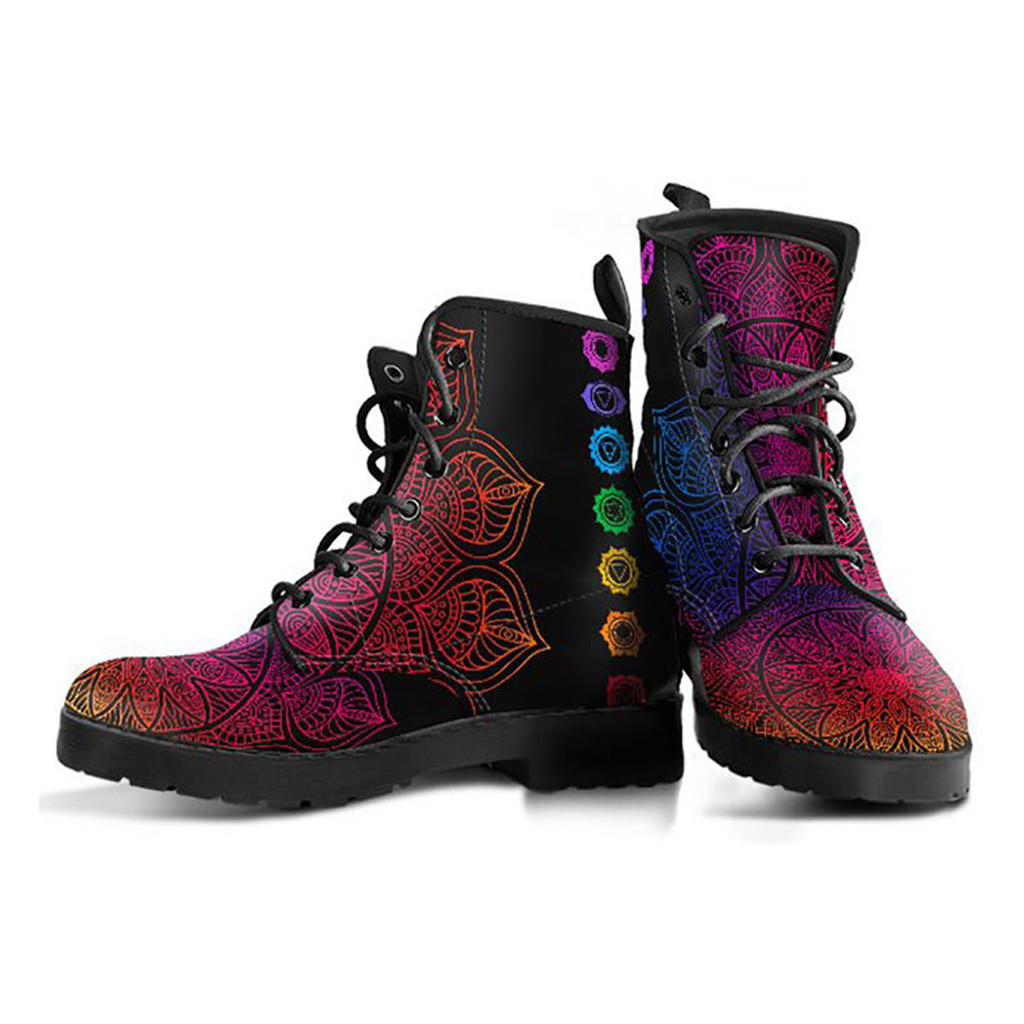 Mandala Lover Boots | Vegan Leather Lace Up Printed Boots For Women