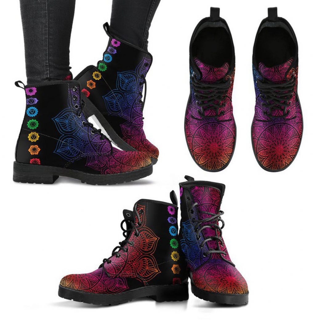 Mandala Lover Boots | Vegan Leather Lace Up Printed Boots For Women