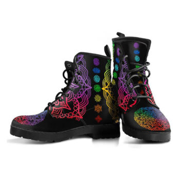 Colorful Chakras Boots | Vegan Leather Lace Up Printed Boots For Women