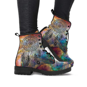 Handmade Dreamcatcher Boots | Vegan Leather Lace Up Printed Boots For Women