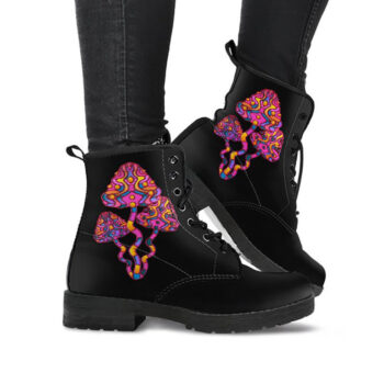 Magic Mushroom Boots | Vegan Leather Lace Up Printed Boots For Women