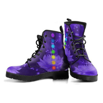 Purple Womens Boots | Vegan Leather Lace Up Printed Boots For Women