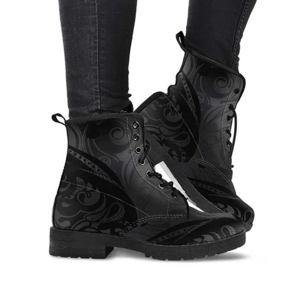 Elegant Classy Boots | Vegan Leather Lace Up Printed Boots For Women