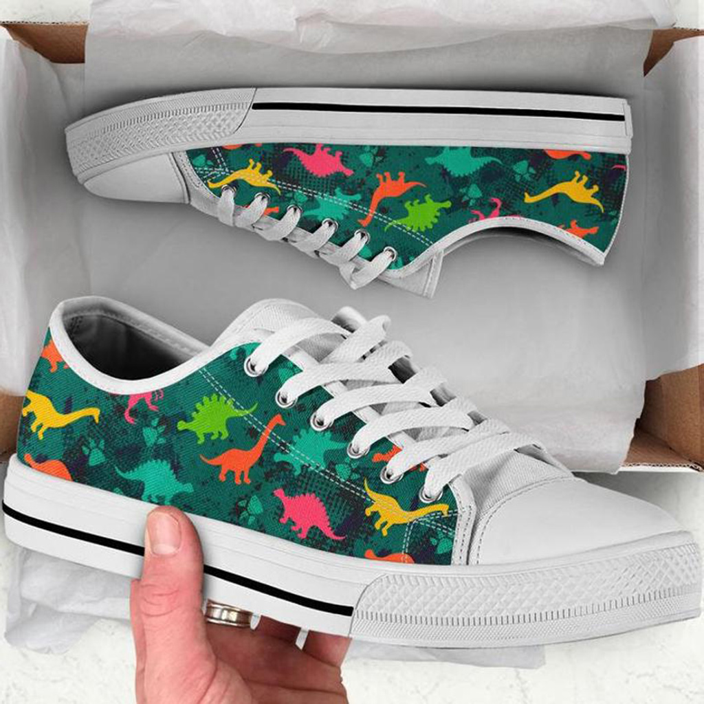 Dinosaur Printed Shoes | Custom Low Tops Sneakers For Kids & Adults