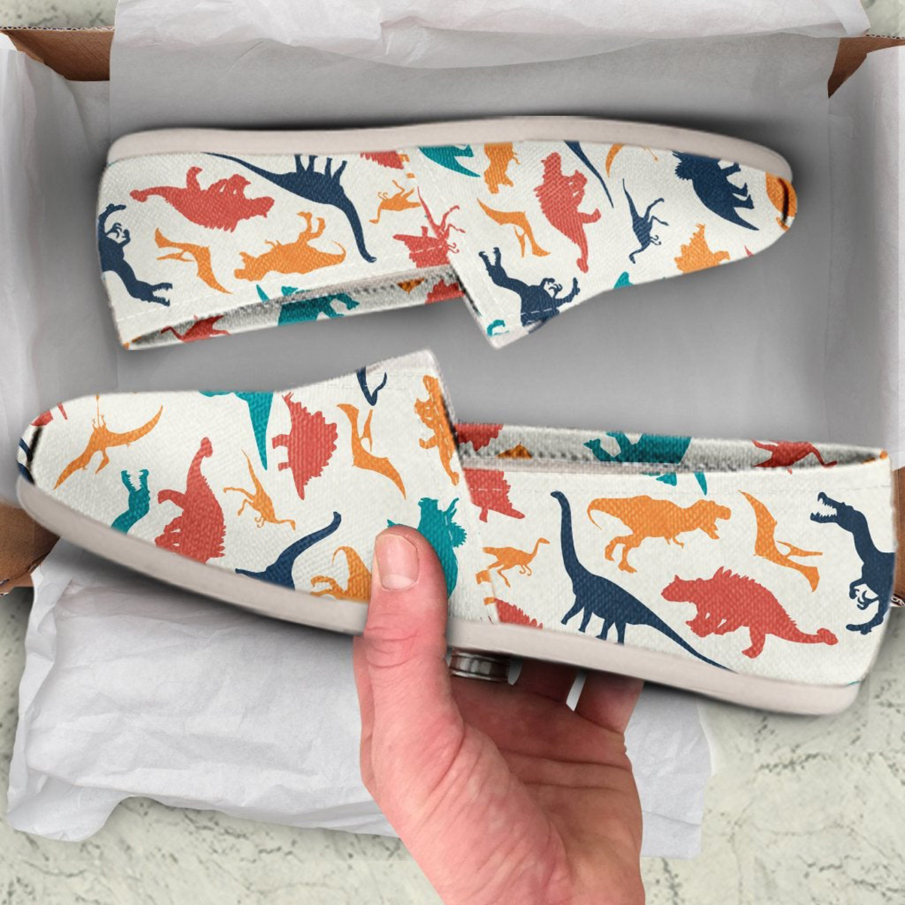 Colorful Dinosaur Shoes | Custom Canvas Sneakers For Kids & Adults