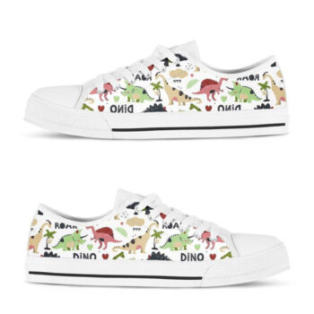 Colorful Dinosaur Shoes | Custom Low Tops Sneakers For Kids & Adults
